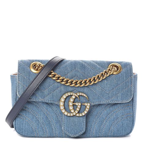 gucci gg marmont denim shoulder bag|gucci marmont small price.